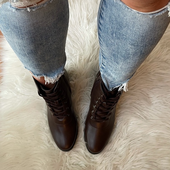 Espresso Lace Up Heeled Booties - Picture 10 of 16